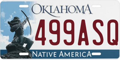 OK license plate 499ASQ