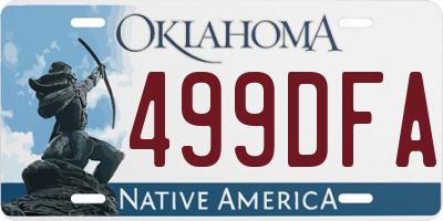 OK license plate 499DFA