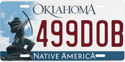 OK license plate 499DOB