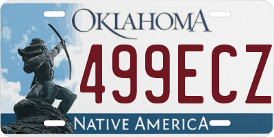 OK license plate 499ECZ