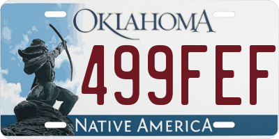 OK license plate 499FEF