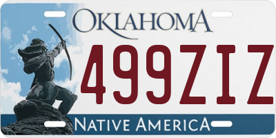 OK license plate 499ZIZ