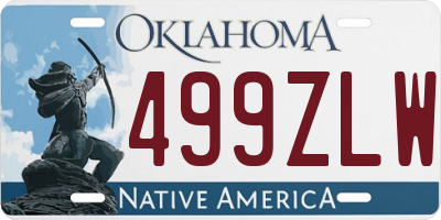 OK license plate 499ZLW