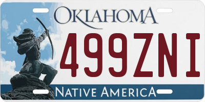 OK license plate 499ZNI