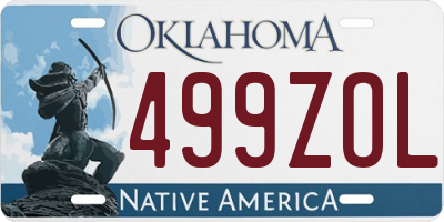 OK license plate 499ZOL