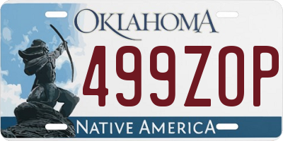 OK license plate 499ZOP