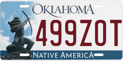 OK license plate 499ZOT