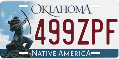 OK license plate 499ZPF