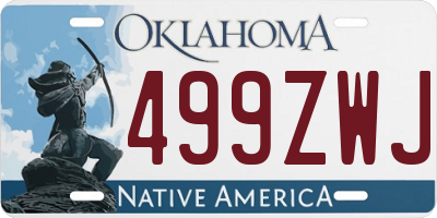 OK license plate 499ZWJ