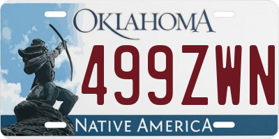 OK license plate 499ZWN