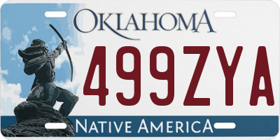 OK license plate 499ZYA
