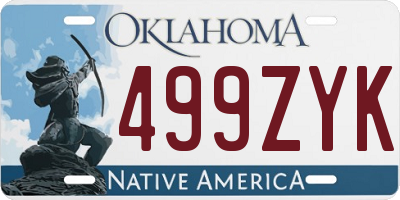 OK license plate 499ZYK