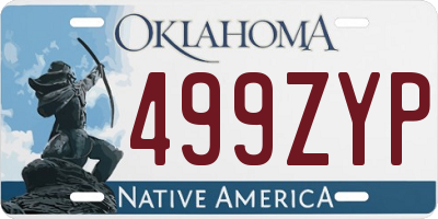 OK license plate 499ZYP