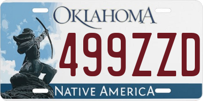 OK license plate 499ZZD