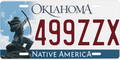 OK license plate 499ZZX