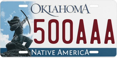 OK license plate 500AAA