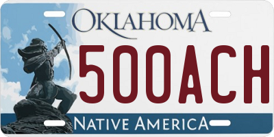 OK license plate 500ACH