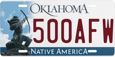 OK license plate 500AFW