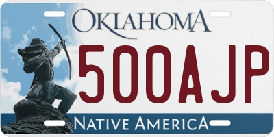 OK license plate 500AJP