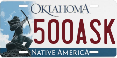 OK license plate 500ASK