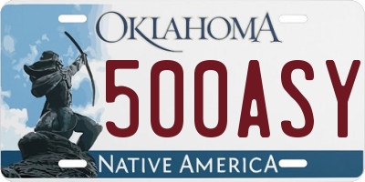 OK license plate 500ASY