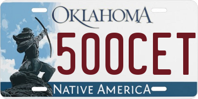OK license plate 500CET