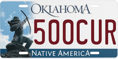 OK license plate 500CUR