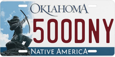 OK license plate 500DNY