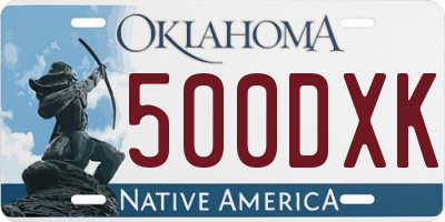 OK license plate 500DXK