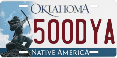 OK license plate 500DYA
