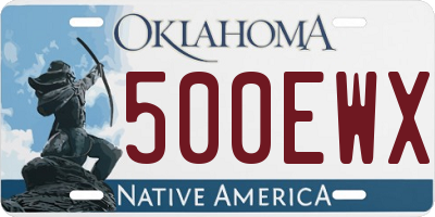 OK license plate 500EWX