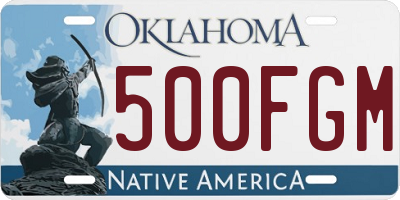 OK license plate 500FGM