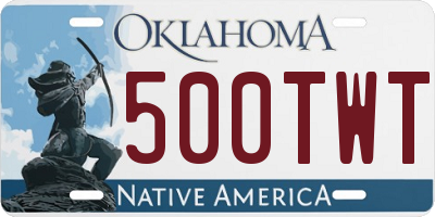 OK license plate 500TWT