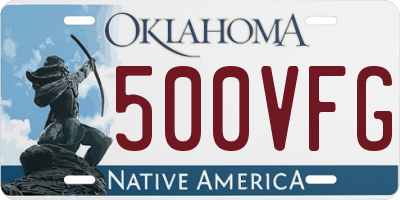 OK license plate 500VFG