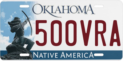 OK license plate 500VRA