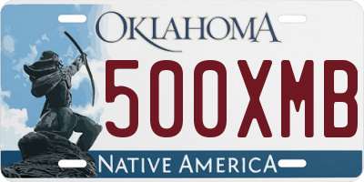 OK license plate 500XMB