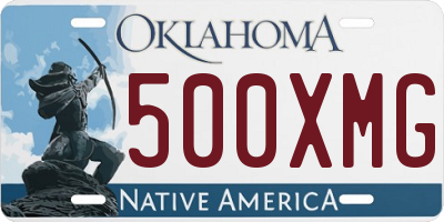OK license plate 500XMG
