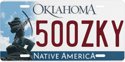 OK license plate 500ZKY