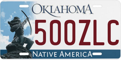 OK license plate 500ZLC
