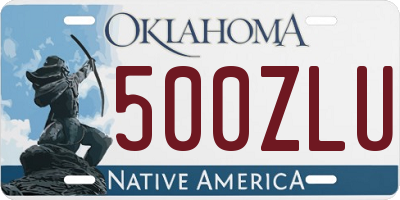 OK license plate 500ZLU