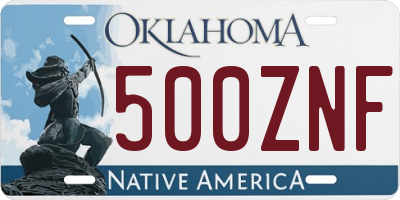 OK license plate 500ZNF