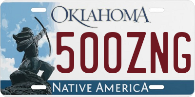 OK license plate 500ZNG