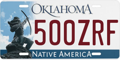 OK license plate 500ZRF