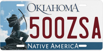 OK license plate 500ZSA