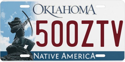OK license plate 500ZTV