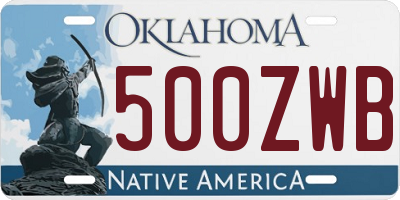 OK license plate 500ZWB