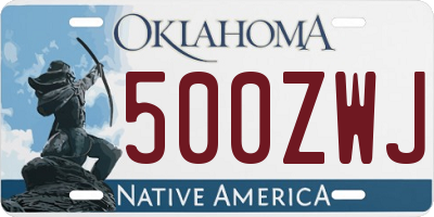 OK license plate 500ZWJ