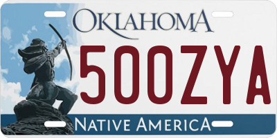 OK license plate 500ZYA