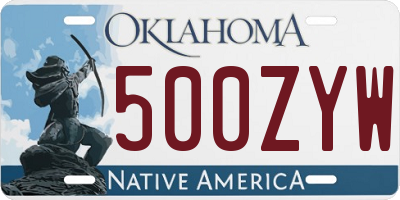 OK license plate 500ZYW