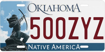 OK license plate 500ZYZ